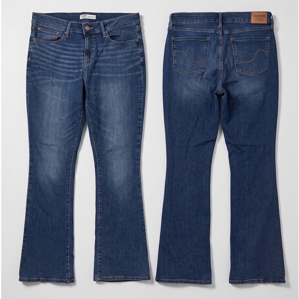 Levi Strauss Signature Womens 16M Mid Rise Boot Cut Blue Denim Jeans 33 x 32